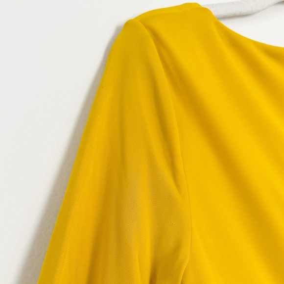 NEW Cinq A Sept Yellow Long Sleeve Ruched V Neck Miah Mini Dress - Picture 8 of 8